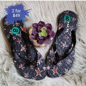 Nwt black coach sandal flip flops with star design